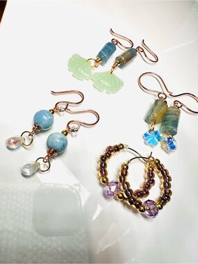 LEMURIAN QUARTZ & LARIMAR EARRING sets 4 -